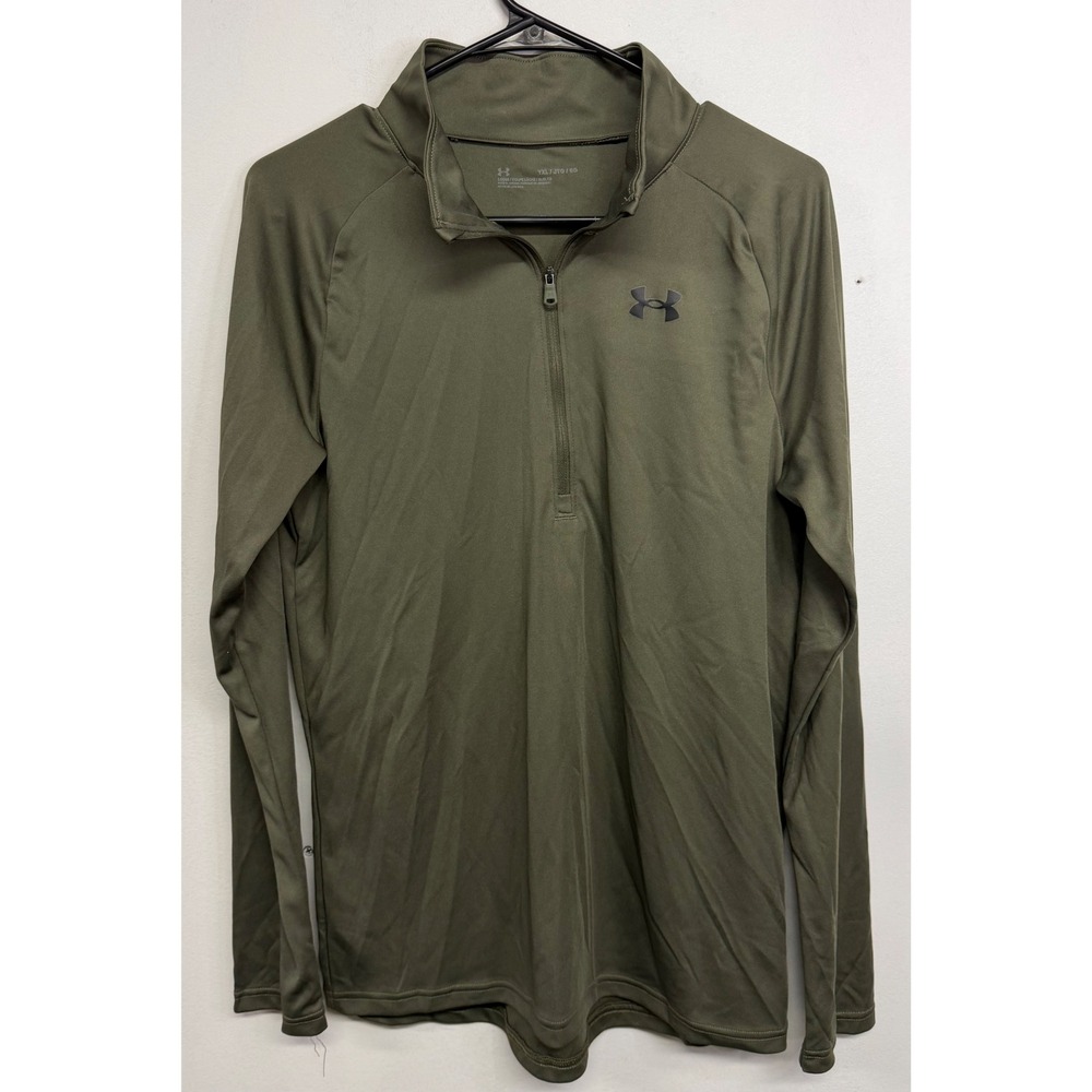Under Armour Boys Olive Green Quarter Zip Pullover Shirt Size YXL